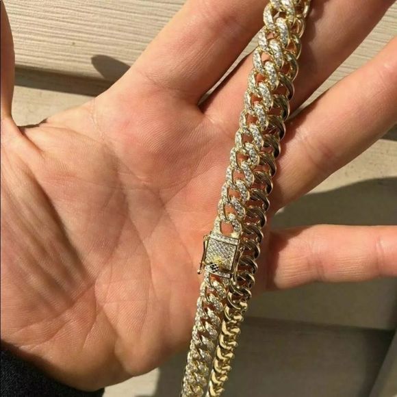 ICED OUT REAL Gold 925 Vermeil Miami Cuban NEW